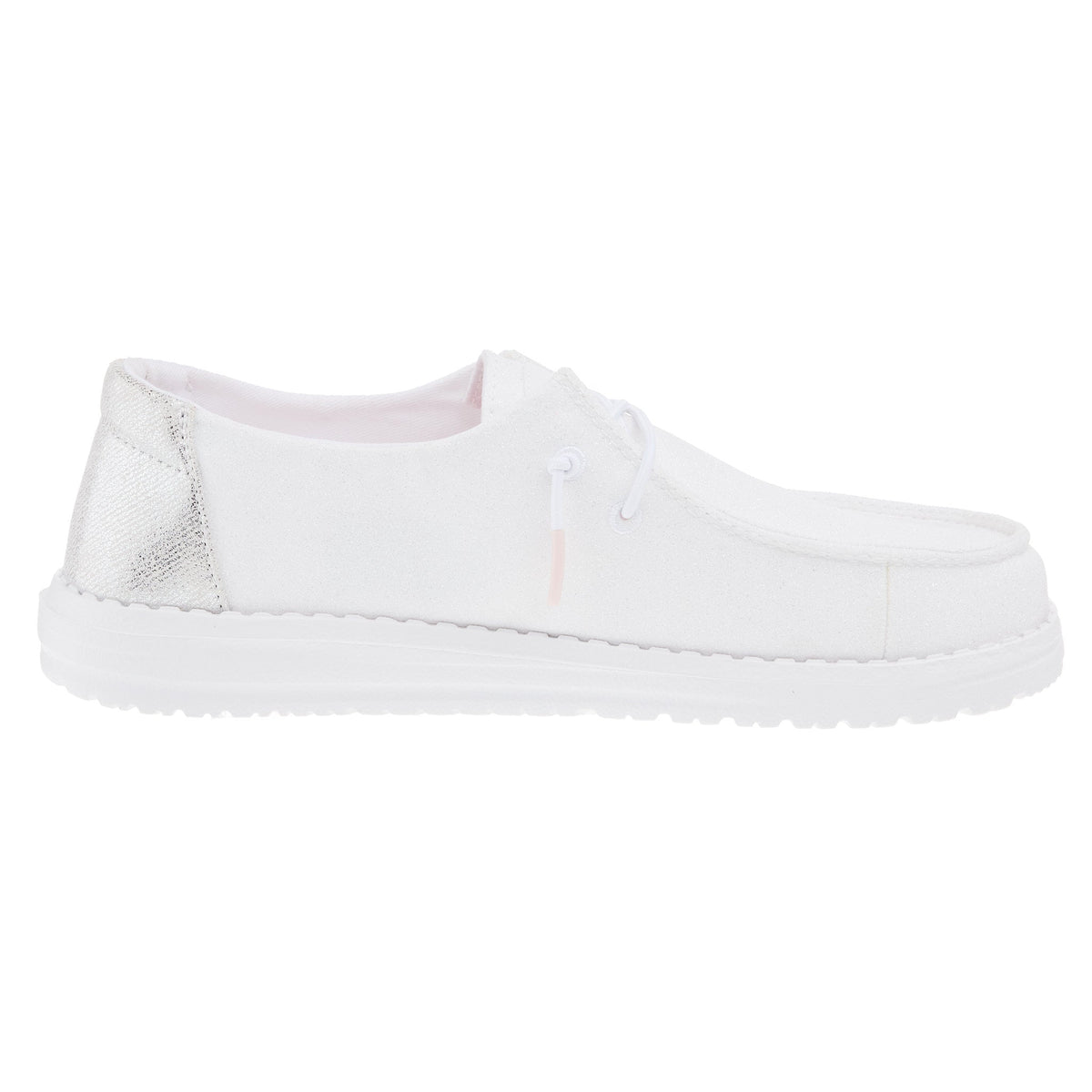 Hey Dude Womens White Metallic Sparkle Casual Shoe