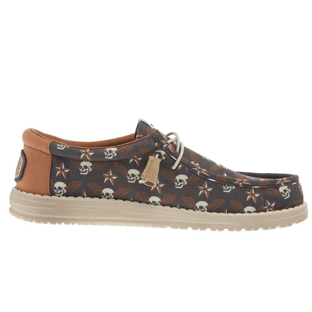 Hey Dude Mens Wally Stars N Skulls Print Casual Shoe