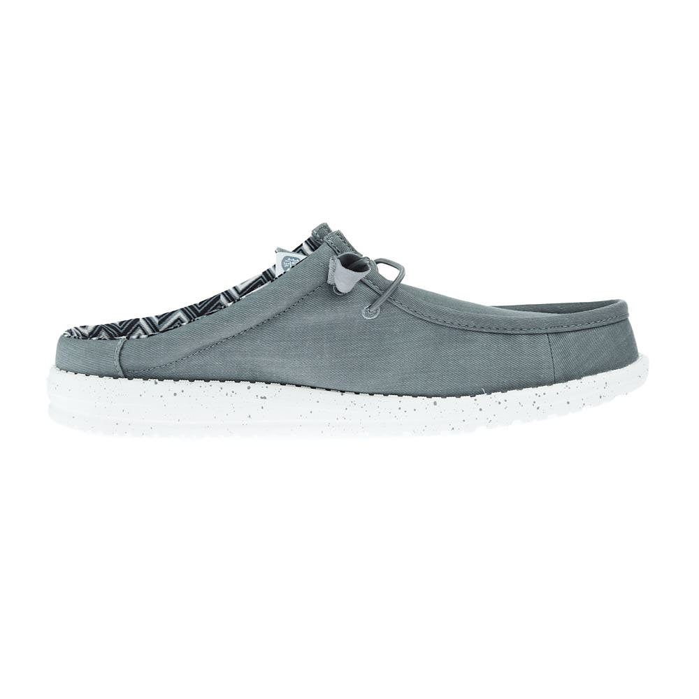 Hey Dude Men`s Grey Wally Slip Stretch Canvas Casual
