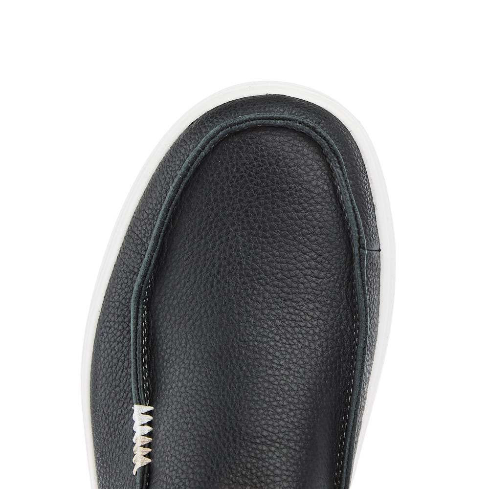 Hey Dude Womens Austin Lift Black Leather Slip On
