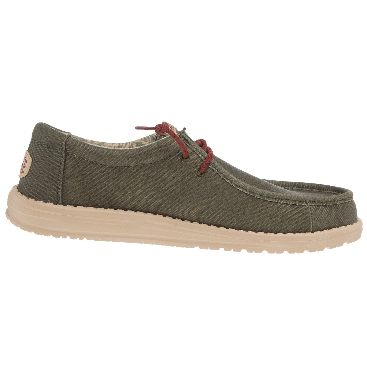 Hey Dude Men`s Wally Waxed Canvas Olive Casual Shoe