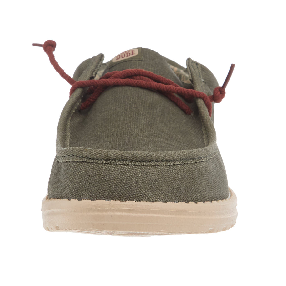 Hey Dude Men`s Wally Waxed Canvas Olive Casual Shoe