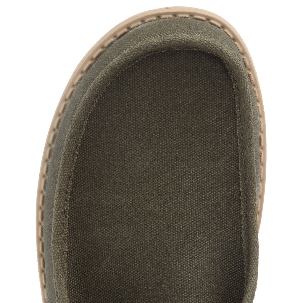 Hey Dude Men`s Wally Waxed Canvas Olive Casual Shoe