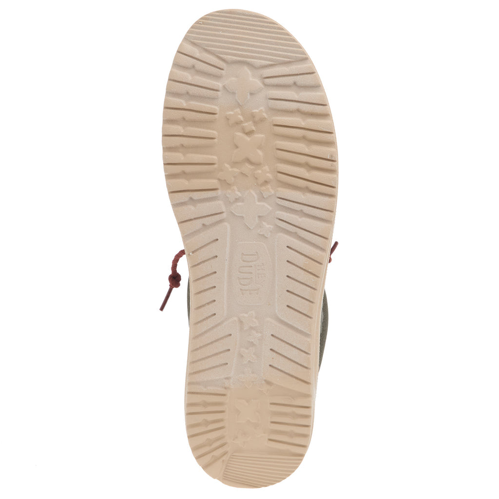 Hey Dude Men`s Wally Waxed Canvas Olive Casual Shoe
