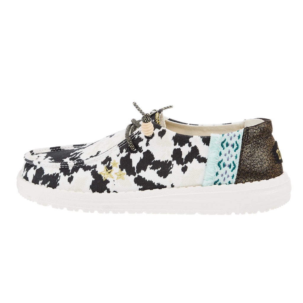 Hey Dude Womens Wendy Disco Cow Print Casual Shoe