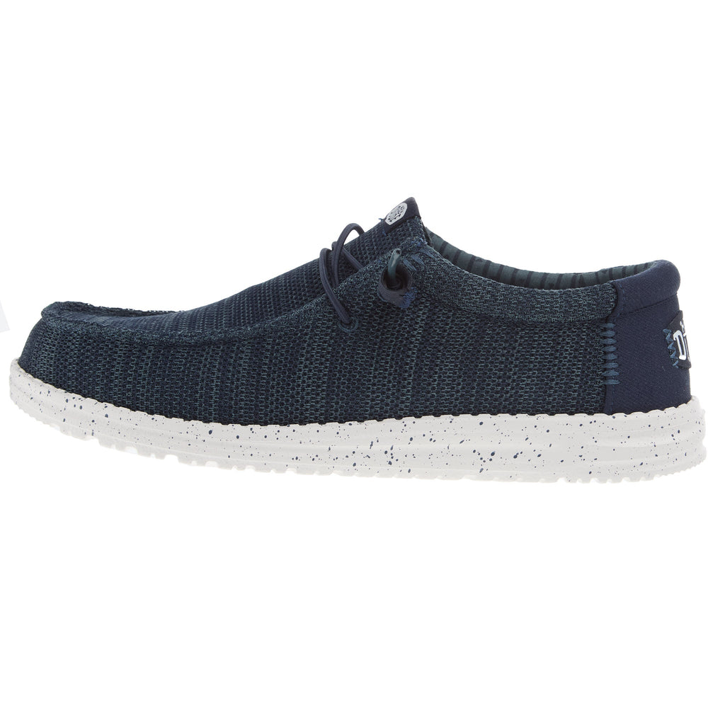 Hey Dude Mens Navy Wally Stretch Mesh Casual Shoe