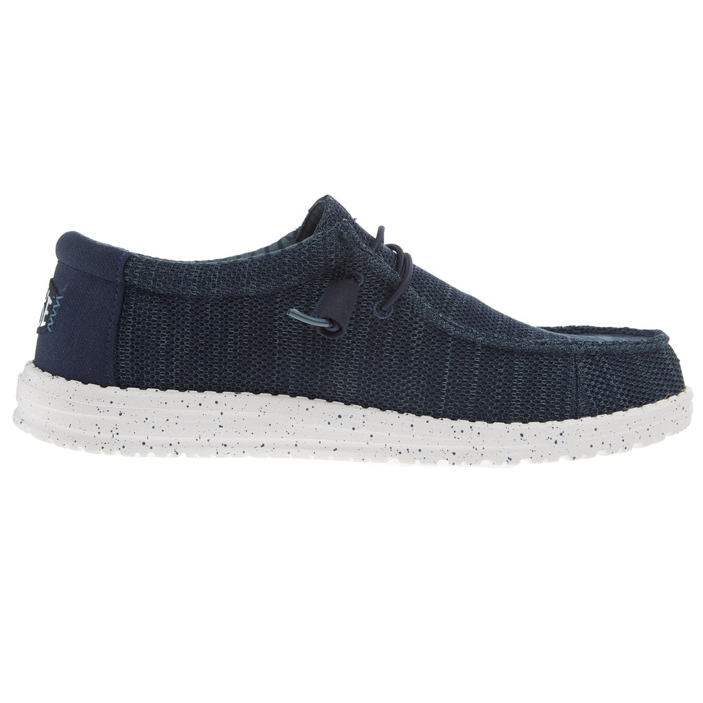 Hey Dude Mens Navy Wally Stretch Mesh Casual Shoe