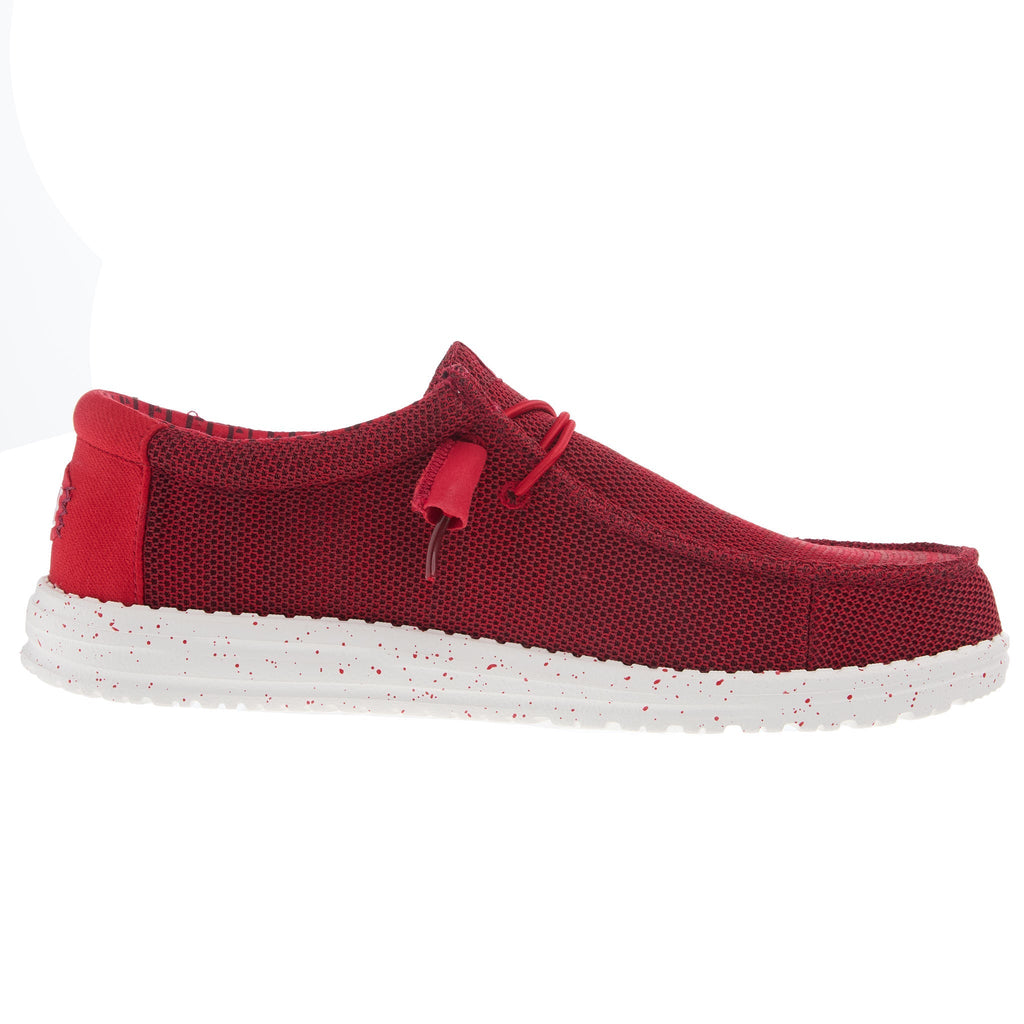 Hey Dude Mens Red Wally Stretch Mesh Casual Shoe