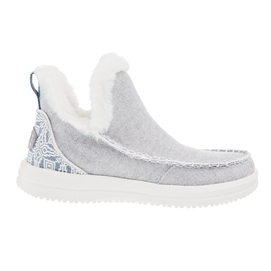 Hey Dude Womens Camden Brushed Cozy Grey Shoe