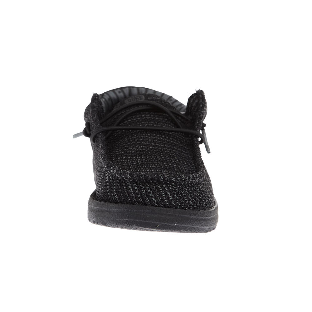 Hey Dude Youth Wally Stretch Sox Black on Black Casual Shoe