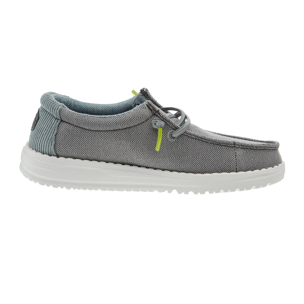 Hey Dude Boys Wally Charcoal Herringbone Shoe