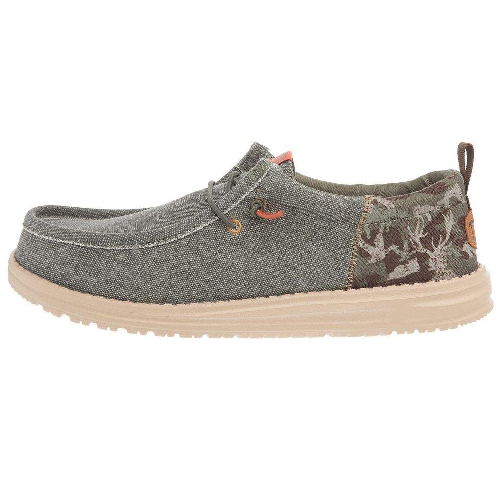 Hey Dude Men`s Olive Wally Funk Hunt Camo Casual Shoe
