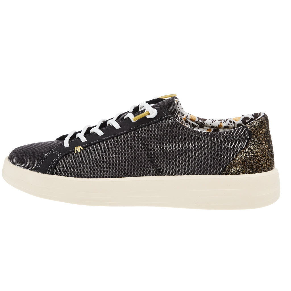Hey Dude Womens Karina Shimmer Black Sneaker