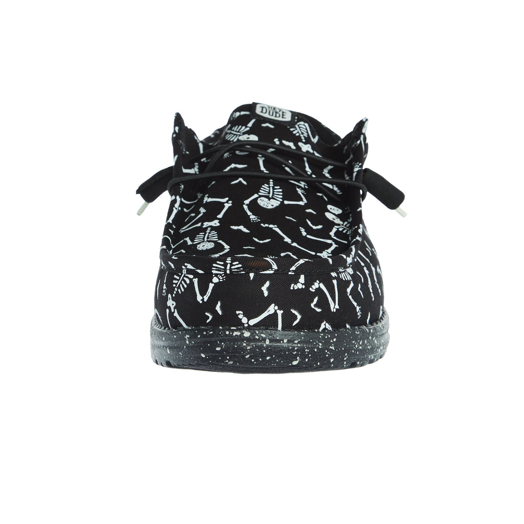 Hey Dude Men`s Wally Skeletons Black Casual Shoe