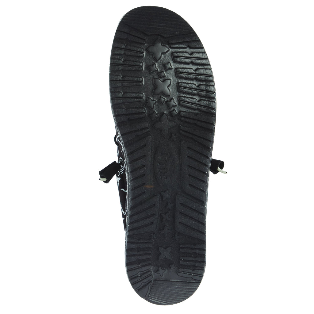 Hey Dude Men`s Black Wally Herringbone Casual Shoe