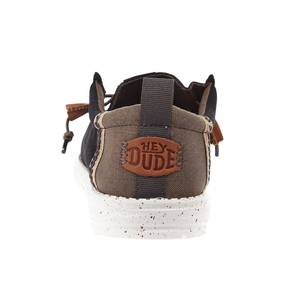 Hey Dude Men`s Black/Walnut Wally Summer Linen Casual Shoe