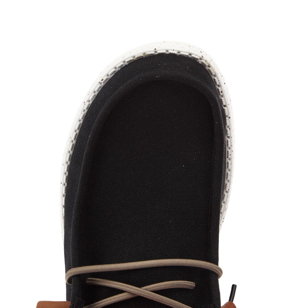 Hey Dude Men`s Black/Walnut Wally Summer Linen Casual Shoe