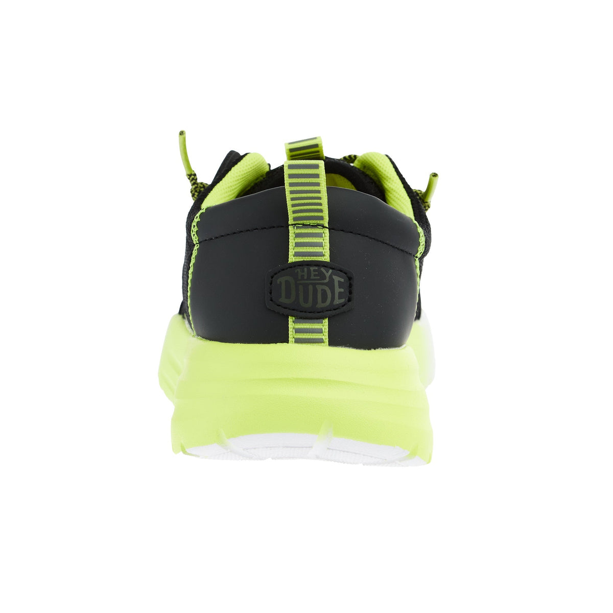 Hey Dude Sirocco Play Youth Sport Black and Lime Punch Casual Shoe