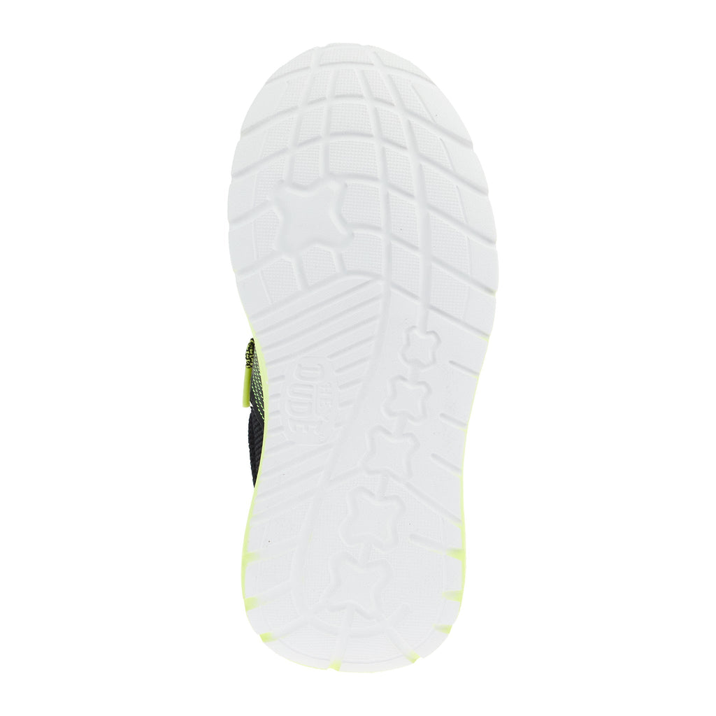 Hey Dude Sirocco Play Youth Sport Black and Lime Punch Casual Shoe