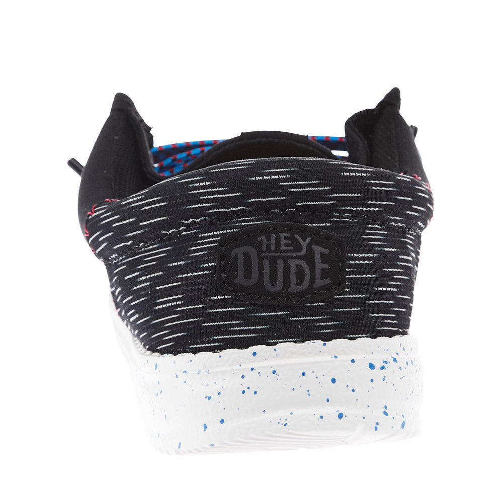 Hey Dude Youth Wally Jersey Jacquard Black and Red Causal Shoe