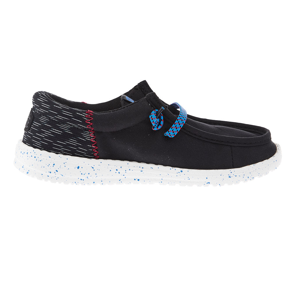 Hey Dude Youth Wally Jersey Jacquard Black and Red Causal Shoe