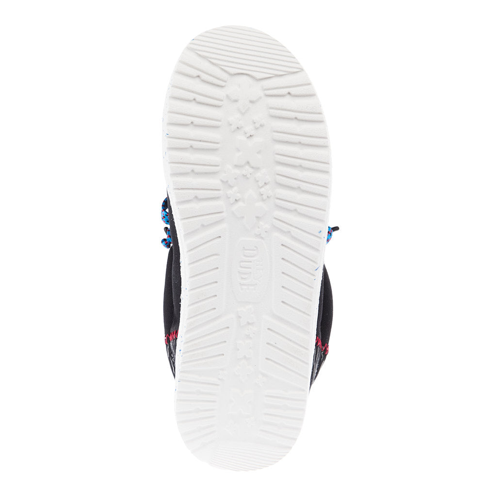 Hey Dude Youth Wally Jersey Jacquard Black and Red Causal Shoe