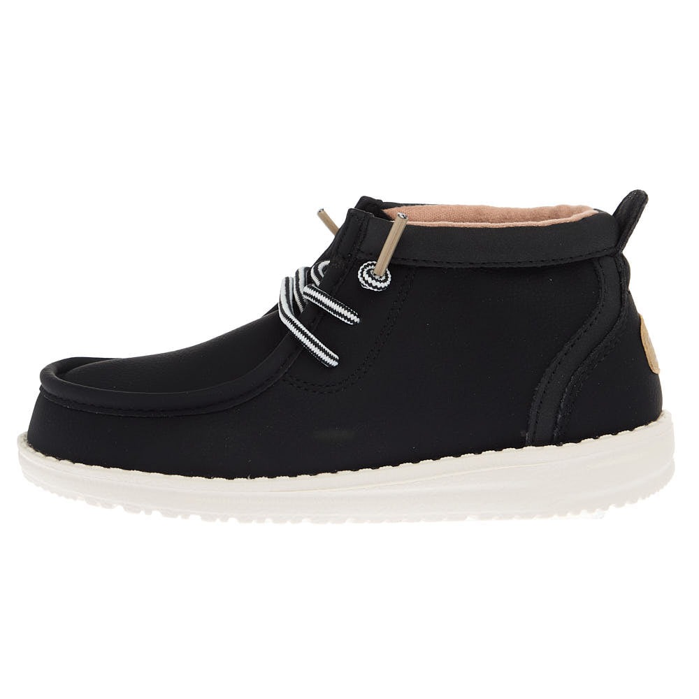 Hey Dude Youth Black Wally Mid Classic Casual Shoe