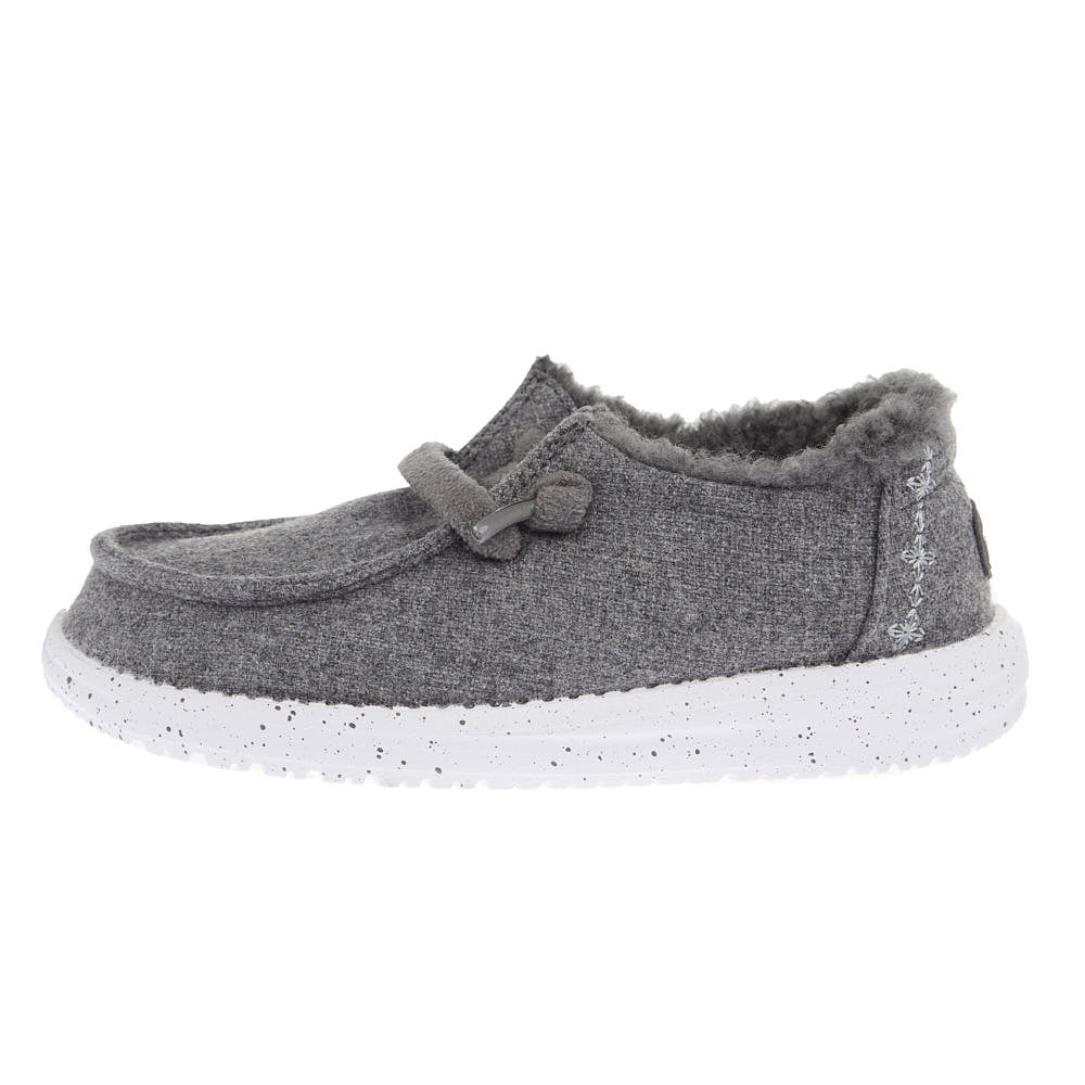 Hey Dude Youth Wendy Charcoal Wool Cozy Casual Shoe