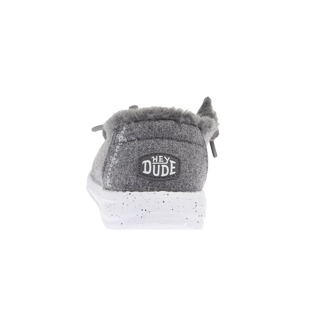 Hey Dude Youth Wendy Charcoal Wool Cozy Casual Shoe