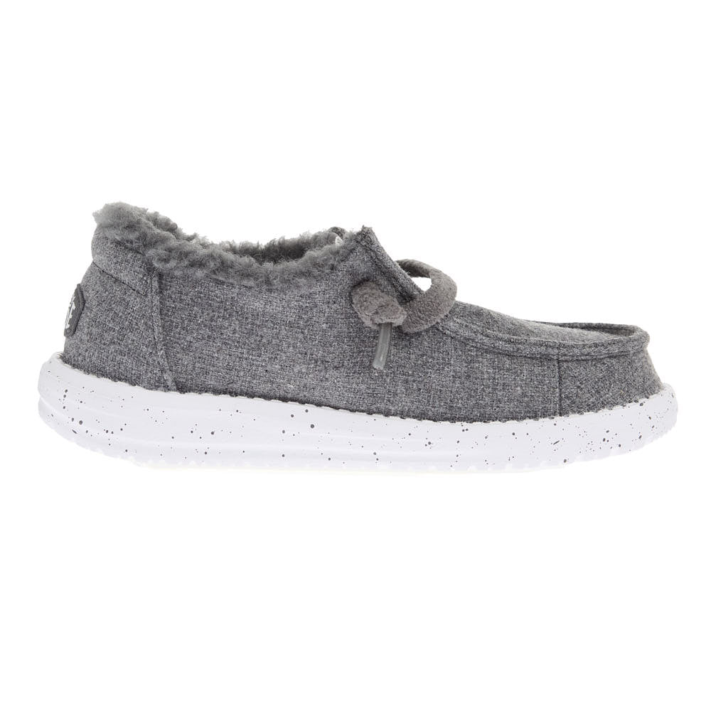 Hey Dude Youth Wendy Charcoal Wool Cozy Casual Shoe