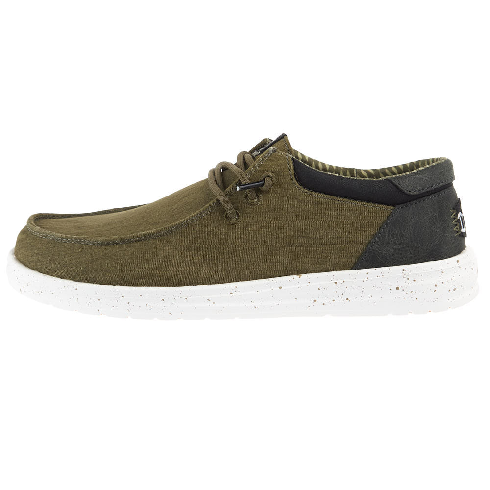 Hey Dude Men's Paul Washed Burnt Olive Casual Shoe