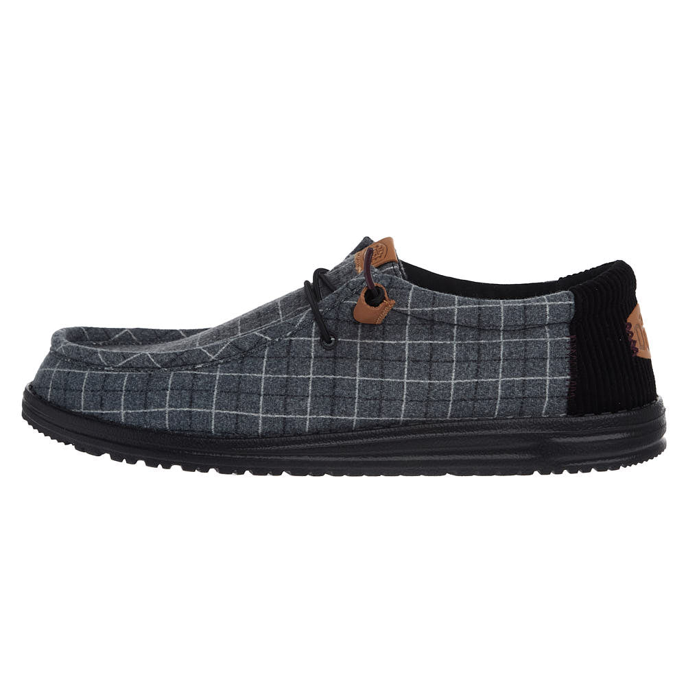 Hey Dude Men's Wally Black Plaid Corduroy Casual