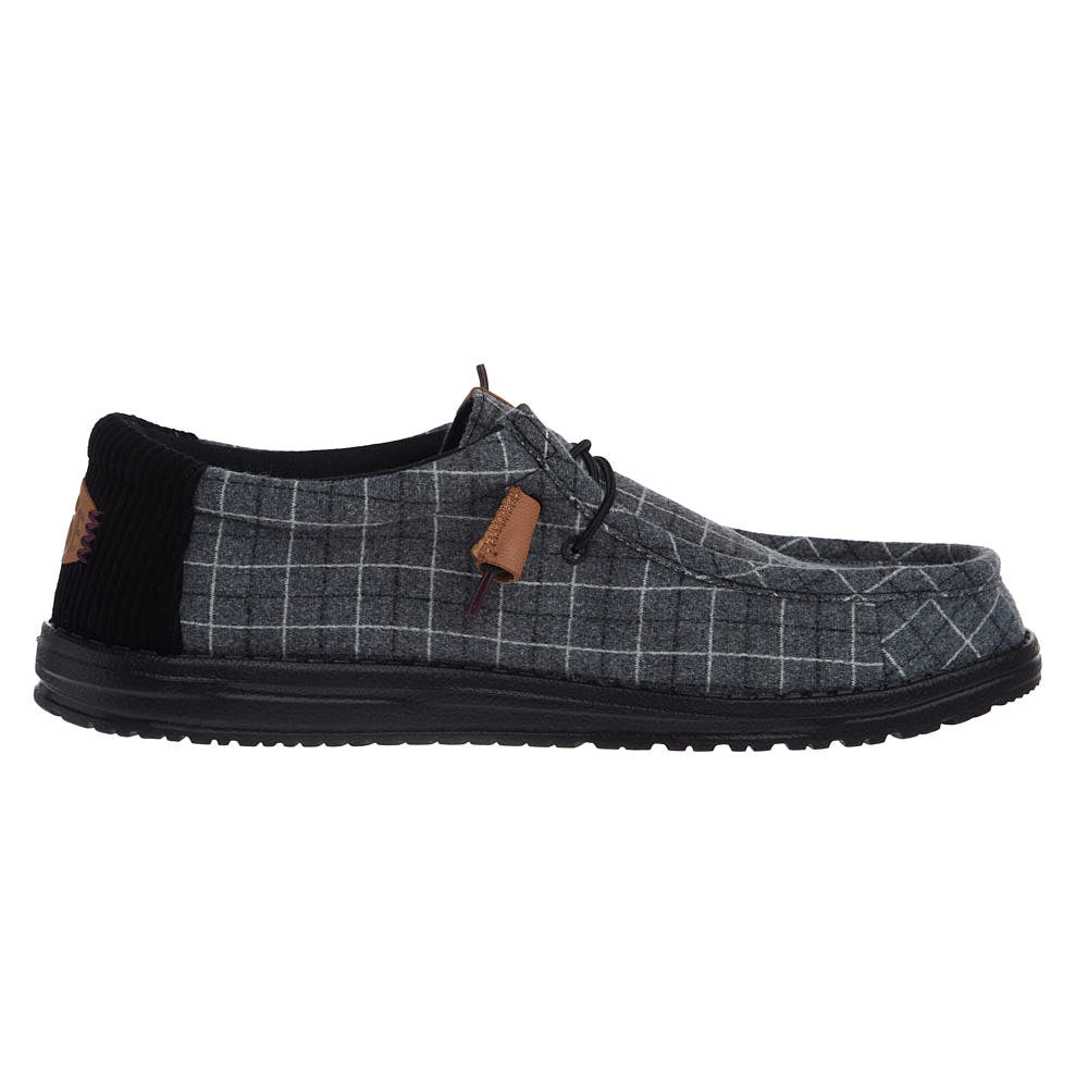 Hey Dude Men's Wally Black Plaid Corduroy Casual
