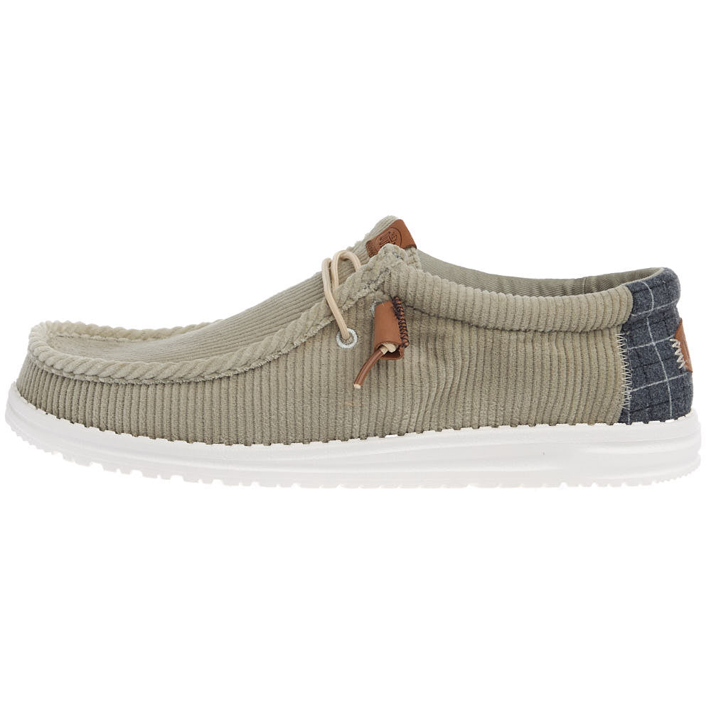 Hey Dude Men's Wally Stone Grey Plaid Corduroy Casual