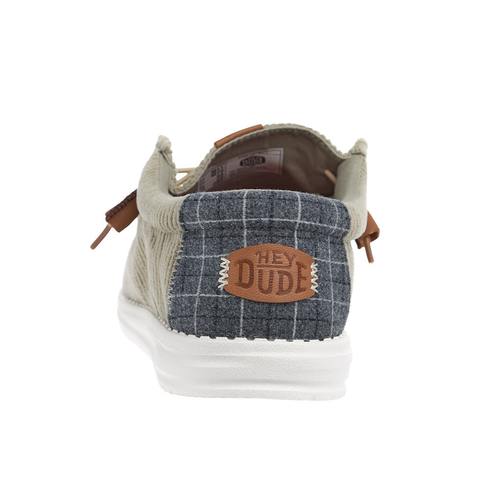 Hey Dude Men's Wally Stone Grey Plaid Corduroy Casual