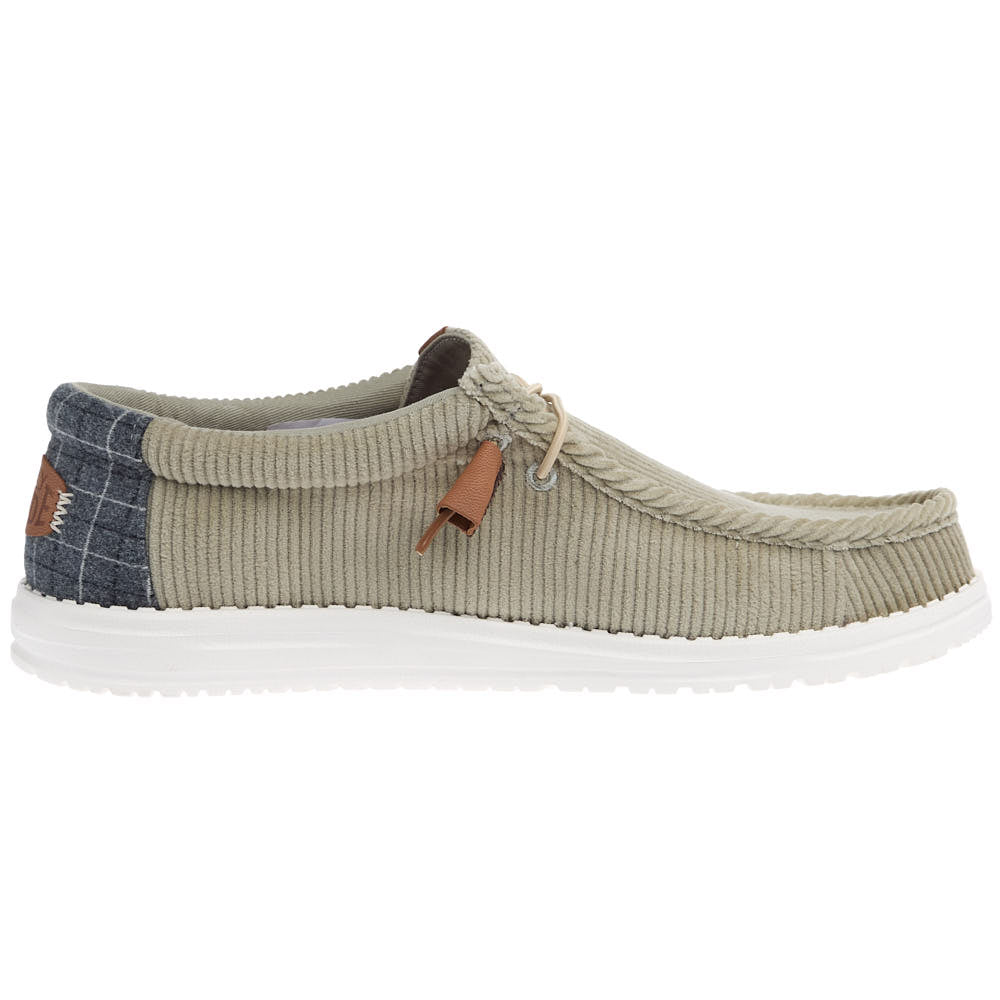 Hey Dude Men's Wally Stone Grey Plaid Corduroy Casual