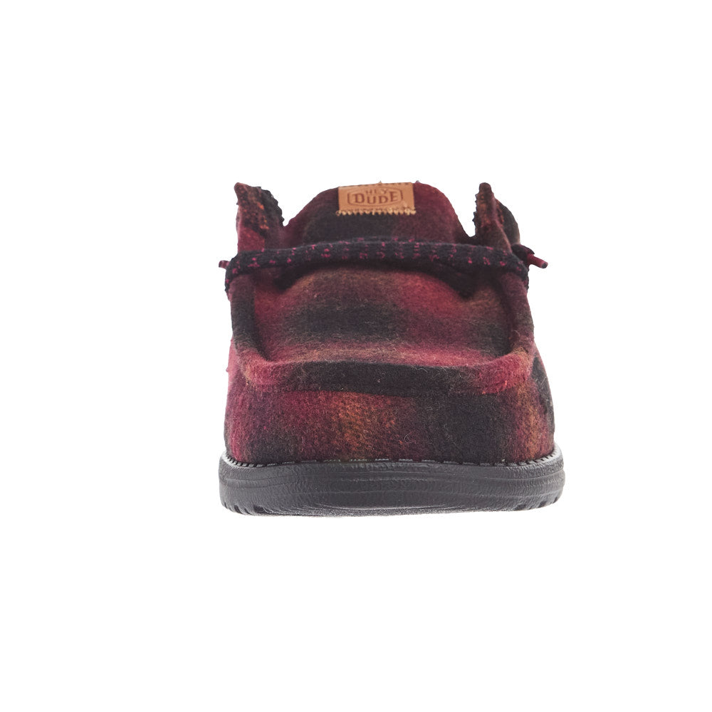 Hey Dude Men's Wally Slip Cozy Red Plaid Casual Shoe