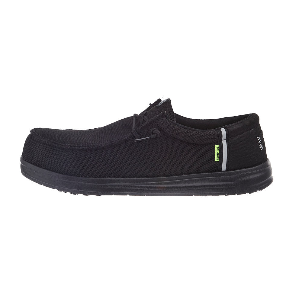 Hey Dude Men`s Wally Work Black Slip On Composite Toe Work Shoe