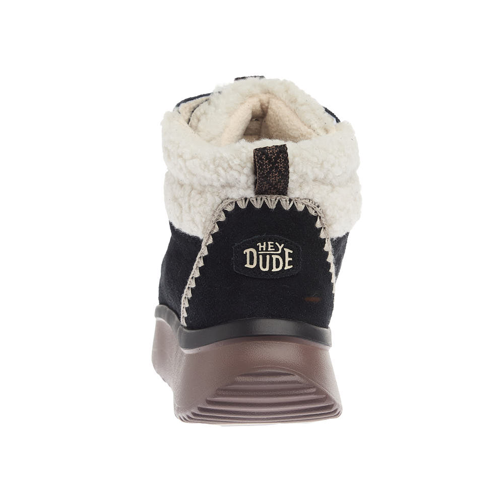 Hey Dude Women's Wendy Peak Apres Suede Black and Tan Lace Up Casual