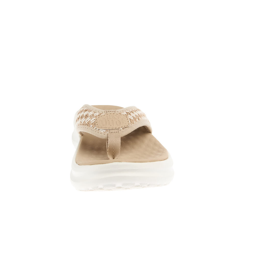 Hey Dude Women's Irish Cream and White Tide Flip Flop