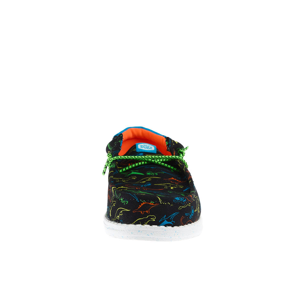 Hey Dude Kid's Wally Dinoworld Black and Neon Multi Casual Shoe