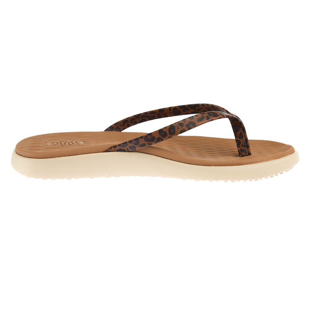 Hey Dude Women's Tan Leopard Maui Breez Flip Flop