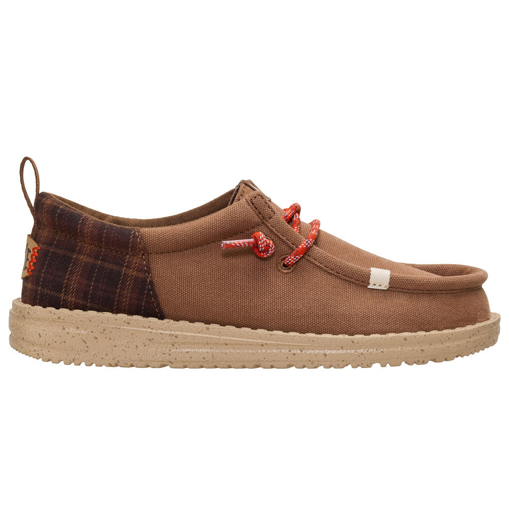 Hey Dude Kid's Wally Funk Brown Plaid Casual Shoe