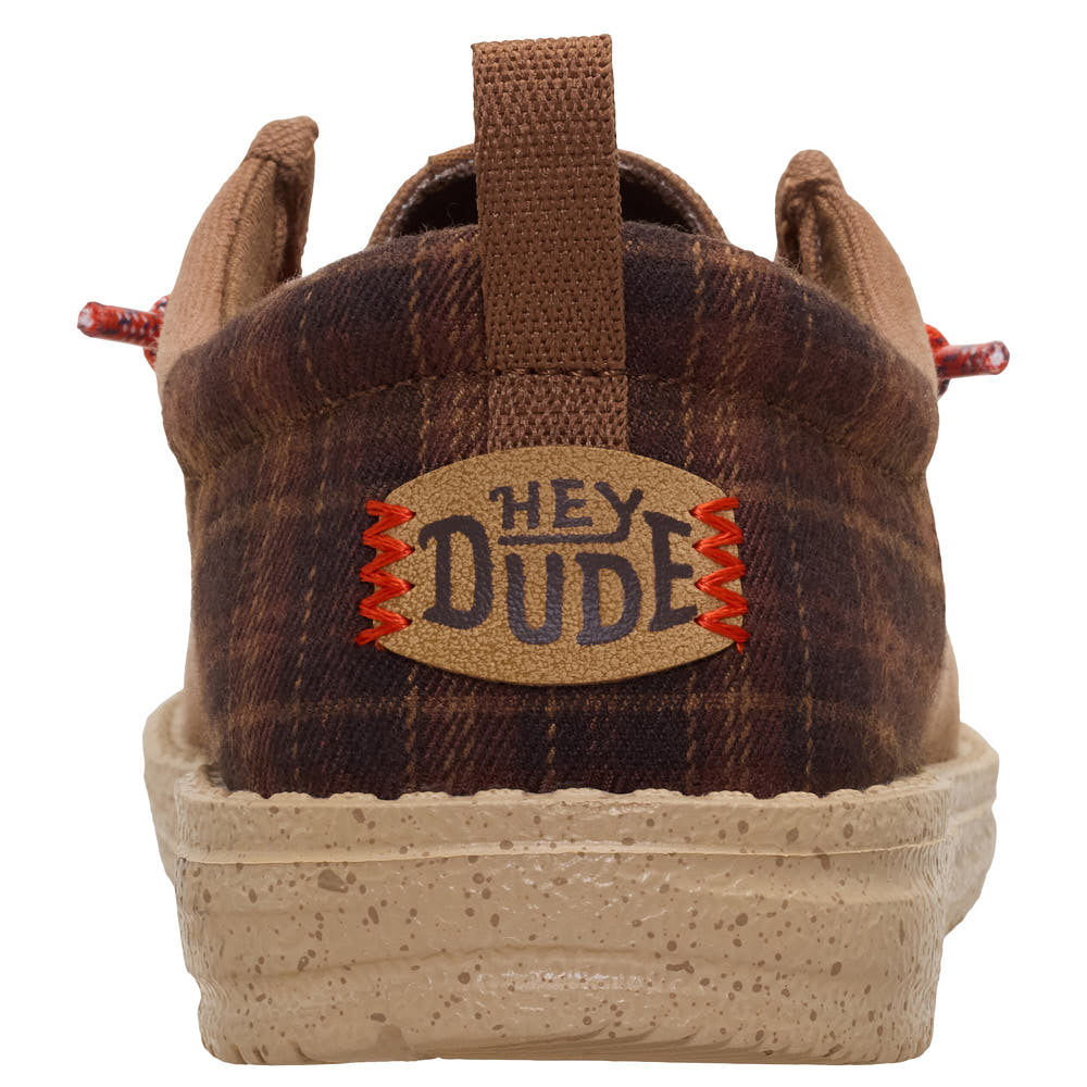 Hey Dude Kid's Wally Funk Brown Plaid Casual Shoe