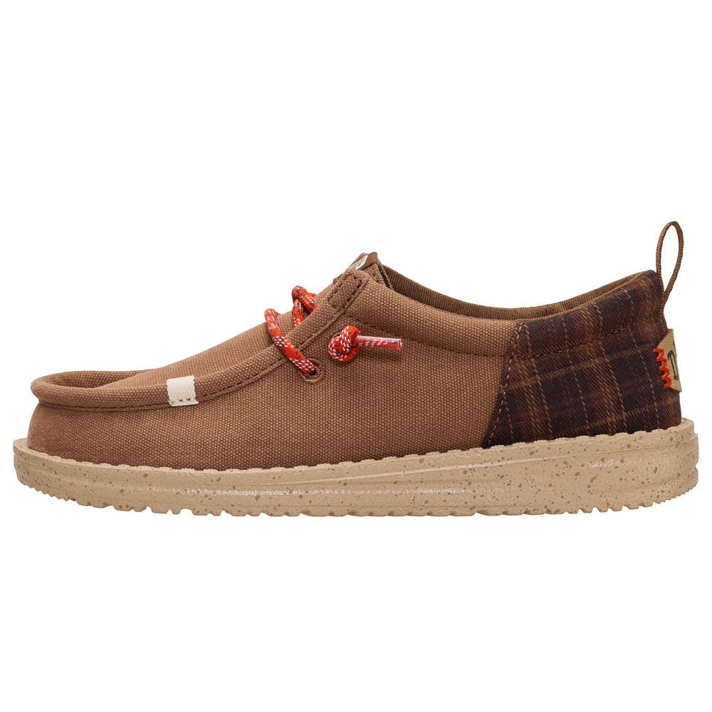 Hey Dude Kid's Wally Funk Brown Plaid Casual Shoe