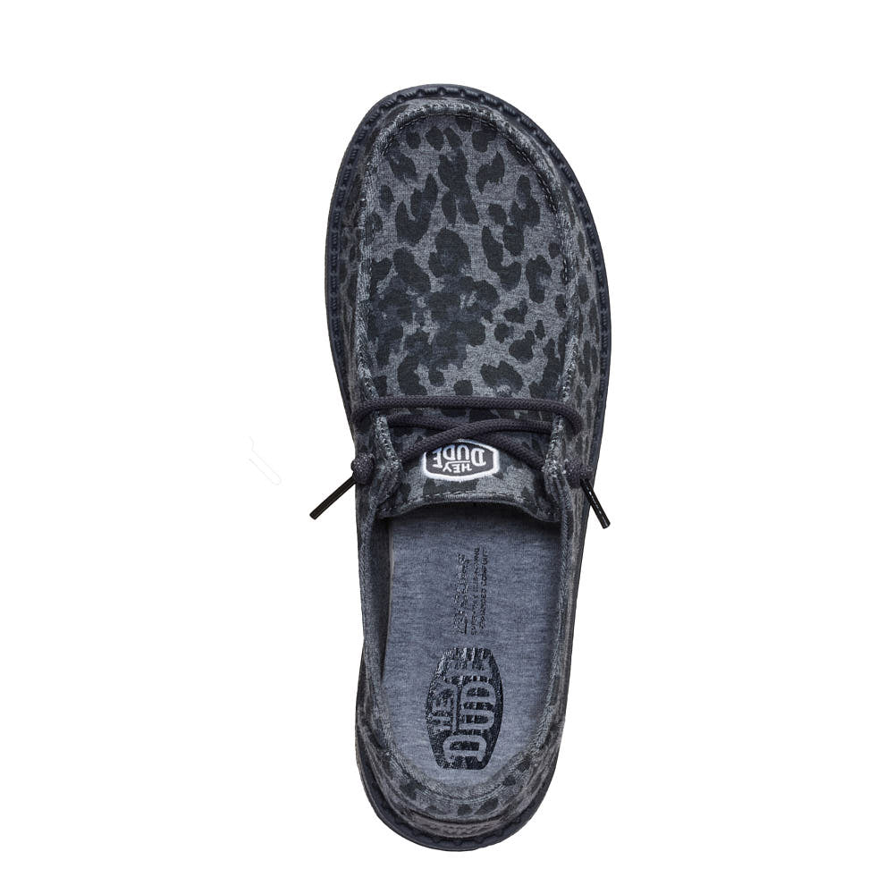 Hey Dude Women's Wendy Stretch Jersey Leopard Charcoal Casual
